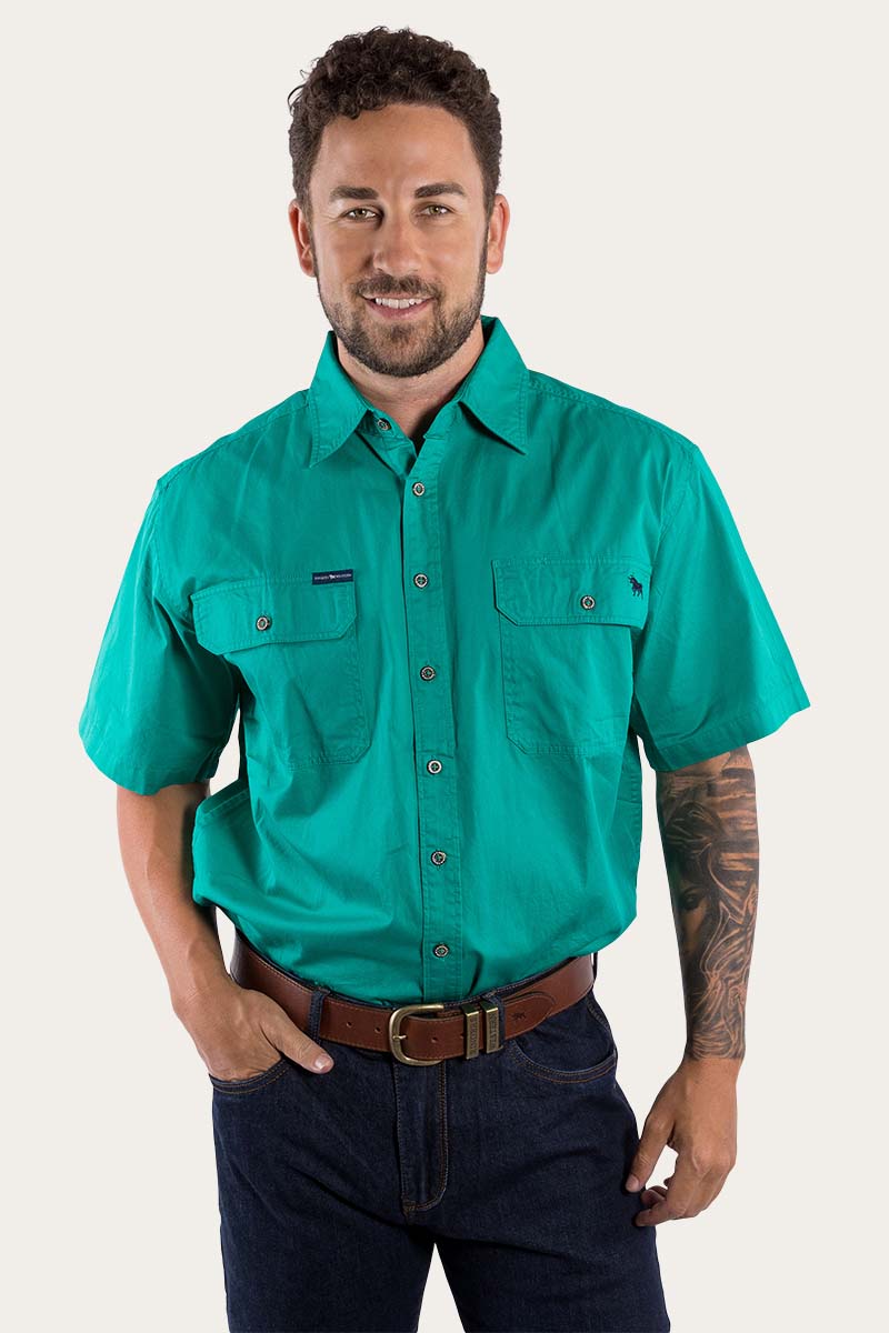 Ringers Western Lake Argyle Mens Short Sleeve Full Button Work Shirt