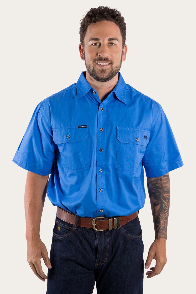 Ringers Western Lake Argyle Mens Short Sleeve Full Button Work Shirt