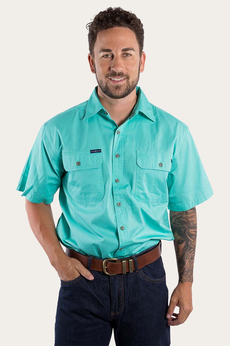 Ringers Western Lake Argyle Mens Short Sleeve Full Button Work Shirt