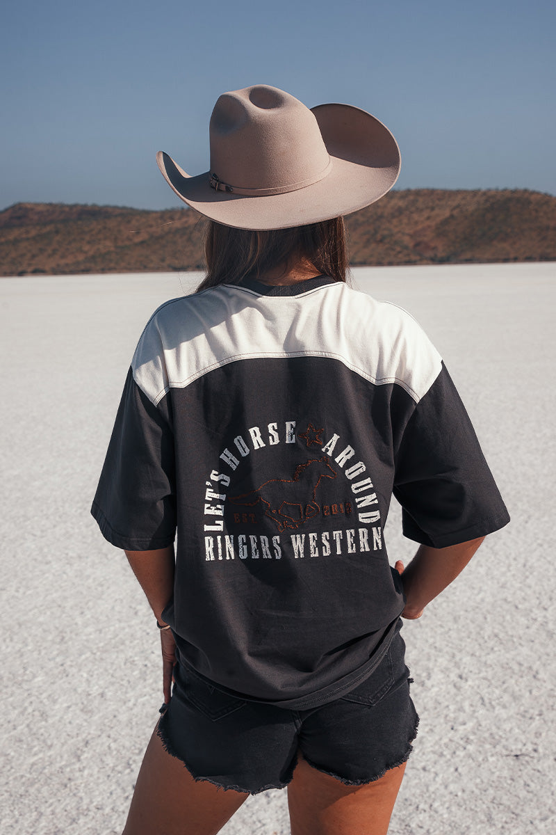 Ringers Western Lets Horse Around Womens Oversized T-Shirt