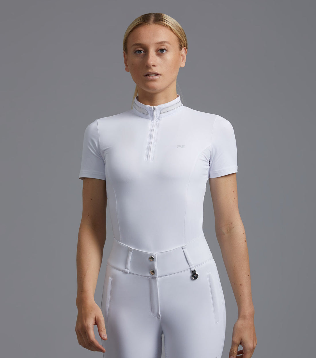 Description:Maria Diamante Show Shirt_Colour:White_Position:1