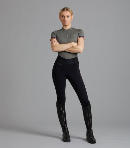 Description:Mirillo Ladies Full Seat Gel Riding Tights_Colour:Black_Position:1