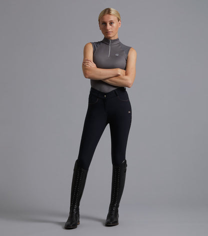 Description:Moneta Ladies Gel Riding Breeches_Colour:Jet Black_Position:1