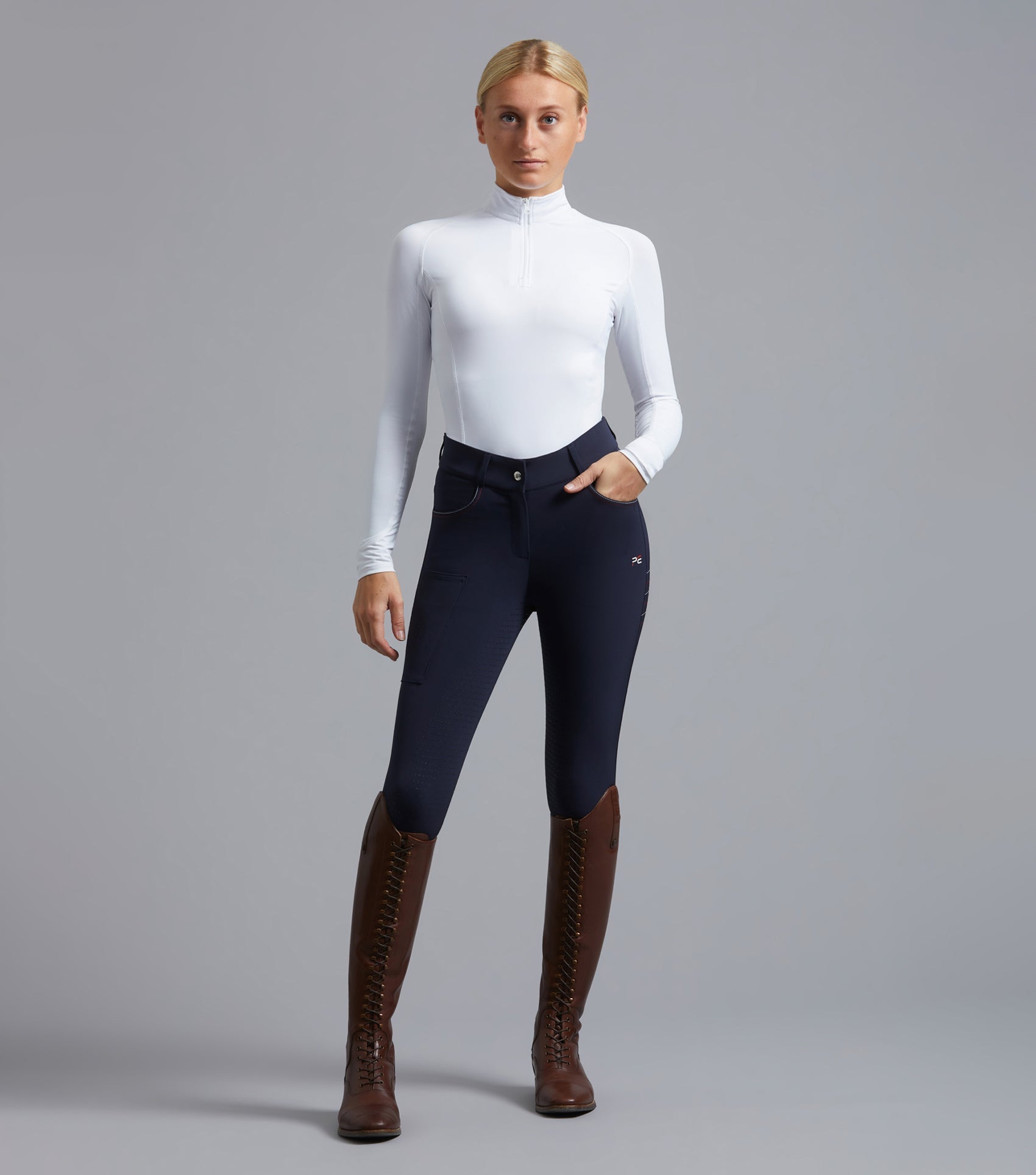 Description:Moneta Ladies Gel Riding Breeches_Colour:French Navy_Position:1