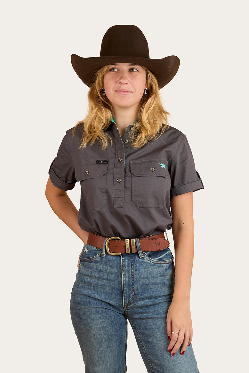 Ringers Western Jules Womens Half Button Short Sleeve Work Shirt