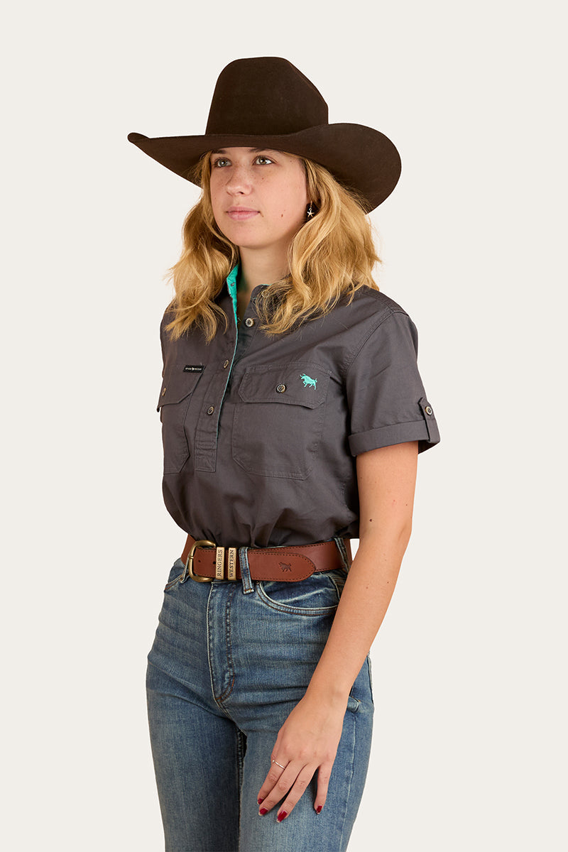 Ringers Western Jules Womens Half Button Short Sleeve Work Shirt