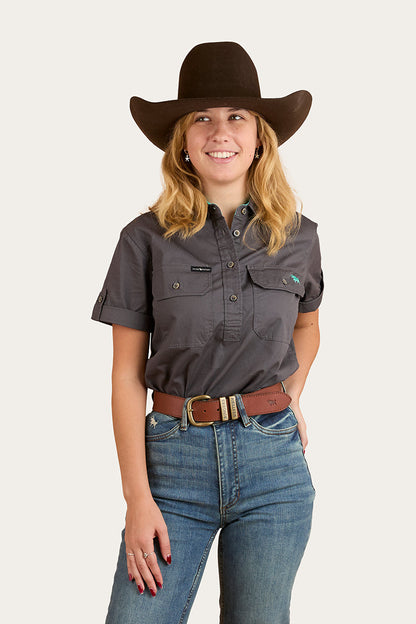 Ringers Western Jules Womens Half Button Short Sleeve Work Shirt