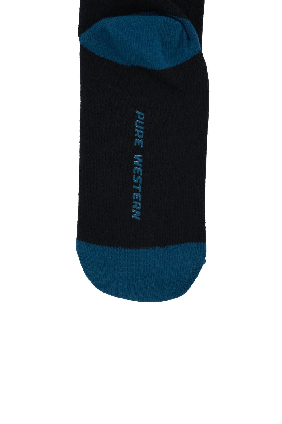 Pure Western Adult Crew Socks Black/Tan