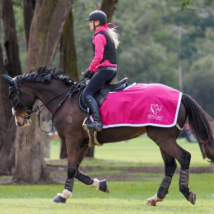 BARE Equestrian Bespoke Australian Made Woollen Quarter Sheet - Hot Pink with White binding