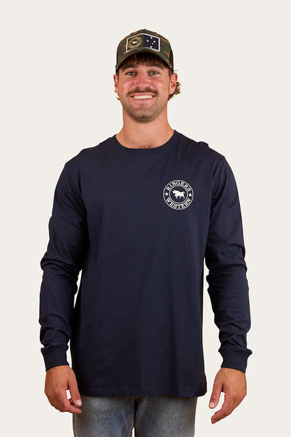 Ringers Western 
Signature Bull Mens Loose Fit Long Sleeve T-Shirt - Navy/White