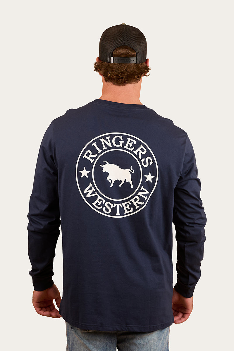 Ringers Western 
Signature Bull Mens Loose Fit Long Sleeve T-Shirt - Navy/White