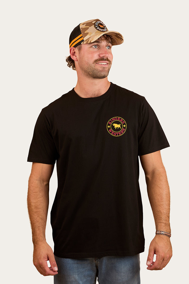 Ringers Western 
Signature Bull Mens Loose Fit T-Shirt - Black/Red/Yellow