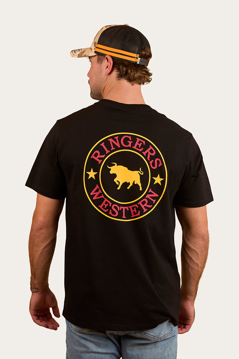 Ringers Western 
Signature Bull Mens Loose Fit T-Shirt - Black/Red/Yellow