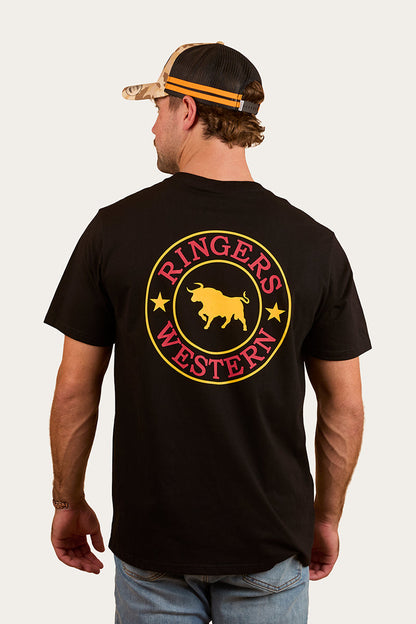 Ringers Western 
Signature Bull Mens Loose Fit T-Shirt - Black/Red/Yellow