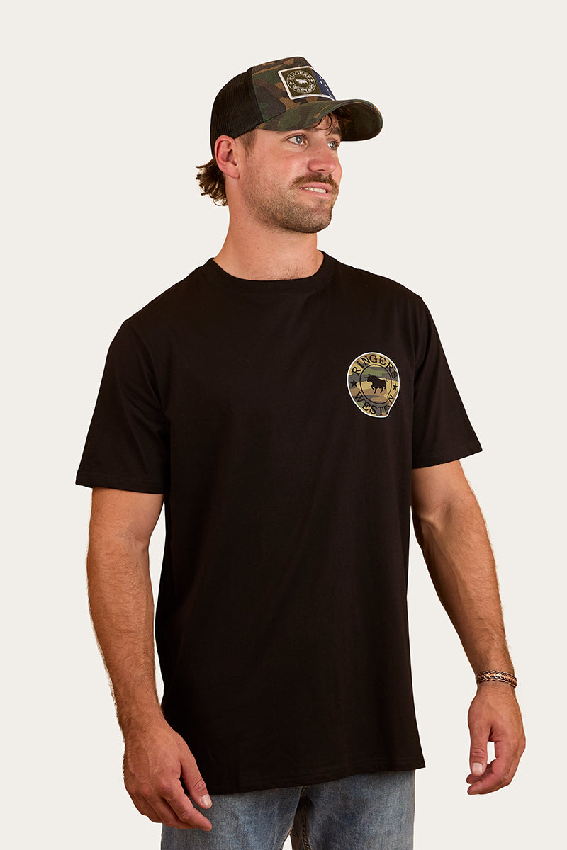Ringers Western 
Signature Bull Mens Loose Fit T-Shirt - Black/Camo