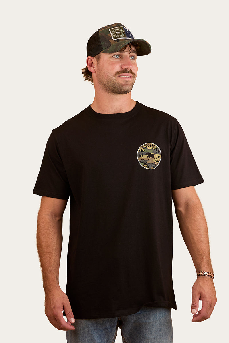 Ringers Western 
Signature Bull Mens Loose Fit T-Shirt - Black/Camo