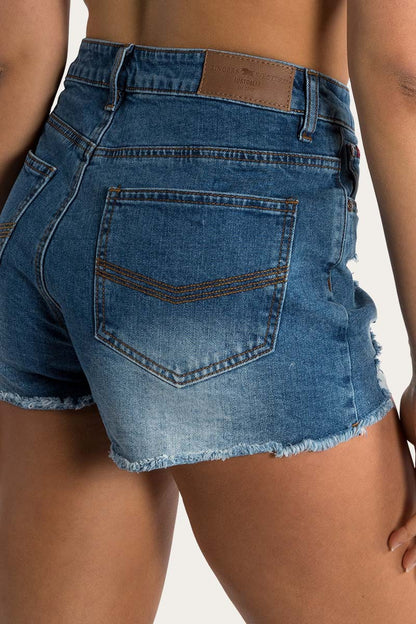 Ringers Western Jessie Womens Mid Rise Ripped Denim Short