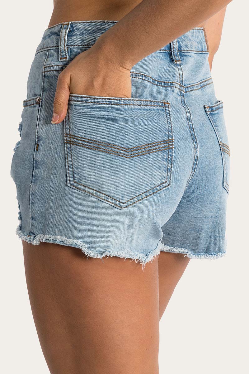 Ringers Western Jessie Womens Mid Rise Ripped Denim Short