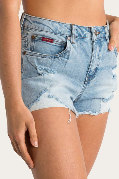 Ringers Western Jessie Womens Mid Rise Ripped Denim Short
