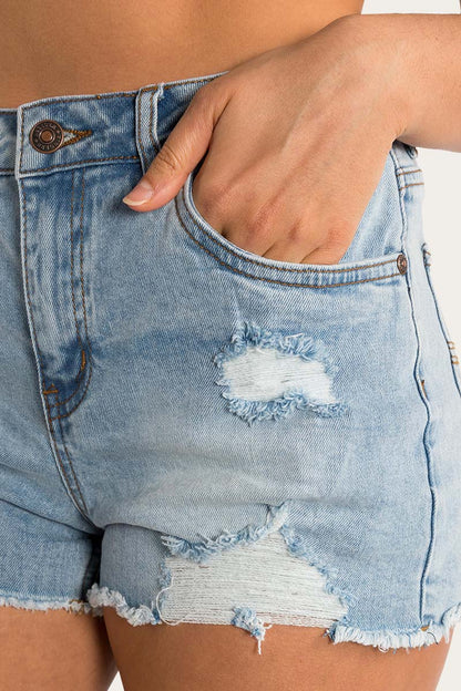 Ringers Western Jessie Womens Mid Rise Ripped Denim Short