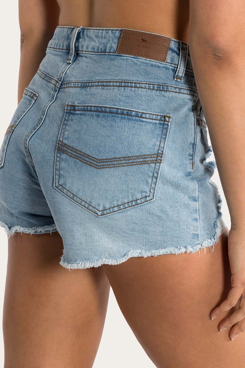 Ringers Western Jessie Womens Mid Rise Ripped Denim Short