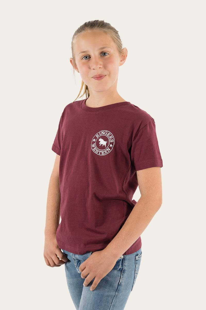 RingersWestern_Top_-_Tops_Kids_Signature_Bull_T-Shirt_Classic_T-Shirt_Burgundy_with_White_3.jpg