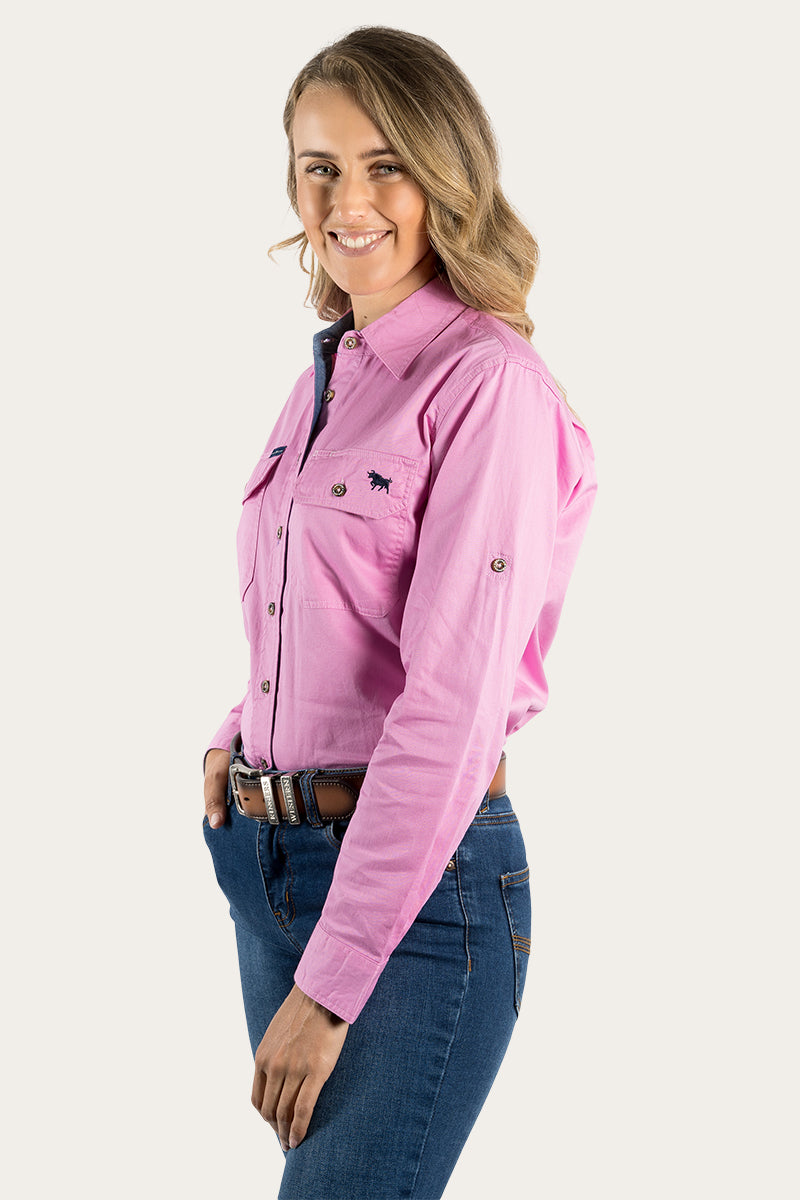Ringers Western 
Pentecost River Womens Full Button Work Shirt - Pastel Pink