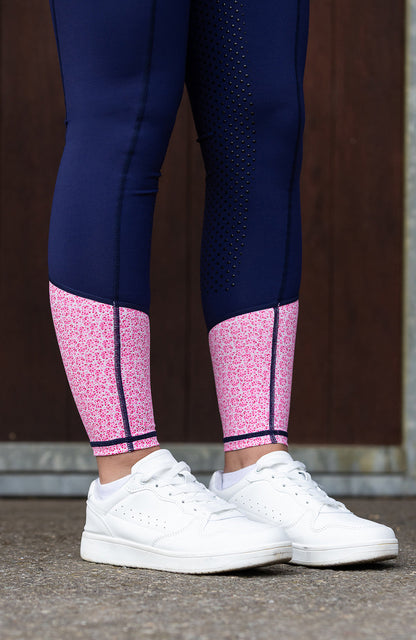 BARE Equestrian Performance Riding Tights Navy Mosaic Bloom