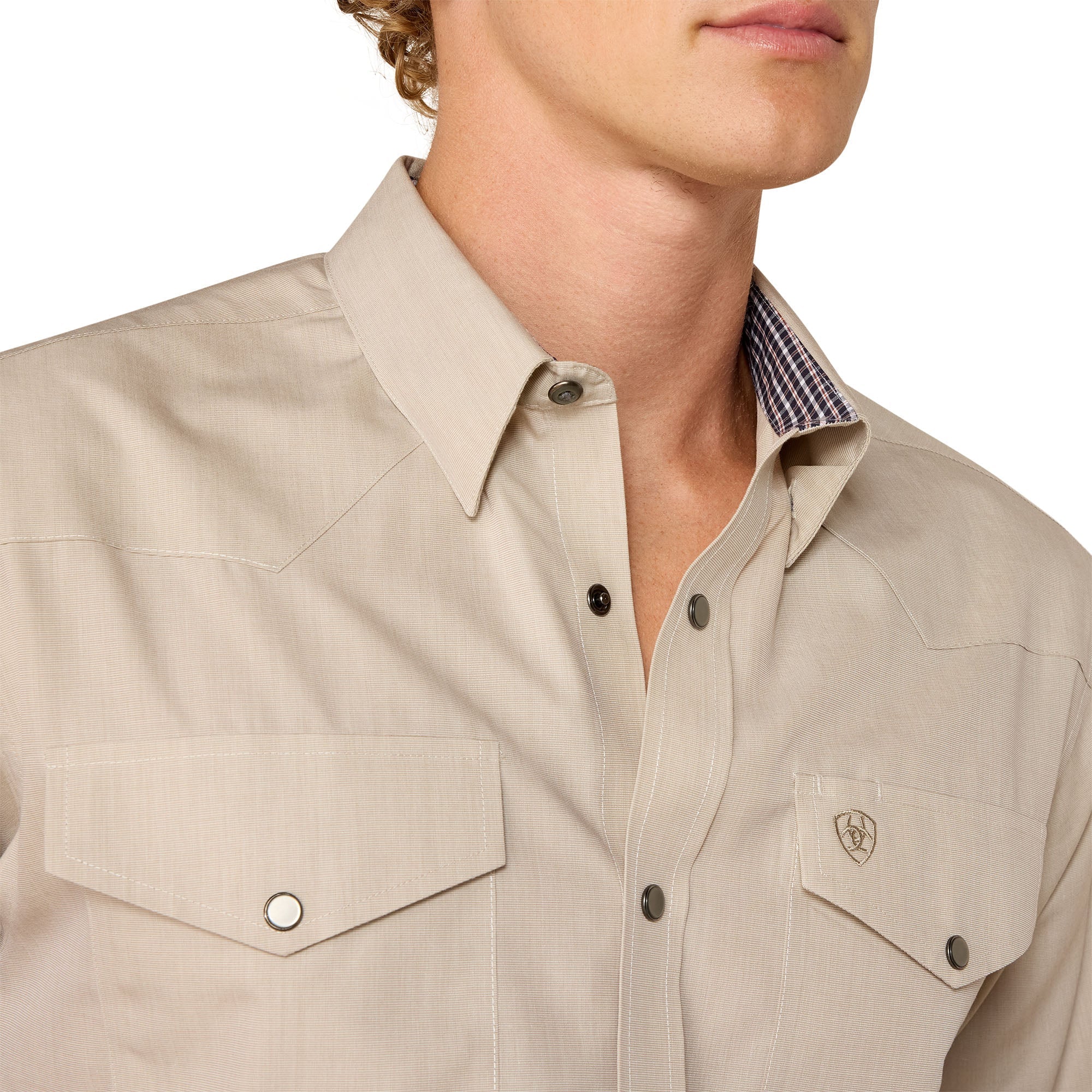 Wrinkle Free Pinpoint Oxford Fitted Snap Shirt - Brindle