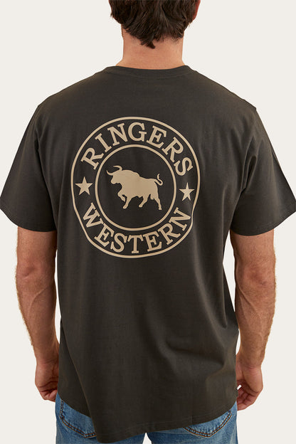 Ringers Western 
Signature Bull Mens Loose Fit T-Shirt - Charcoal/Dark Sand