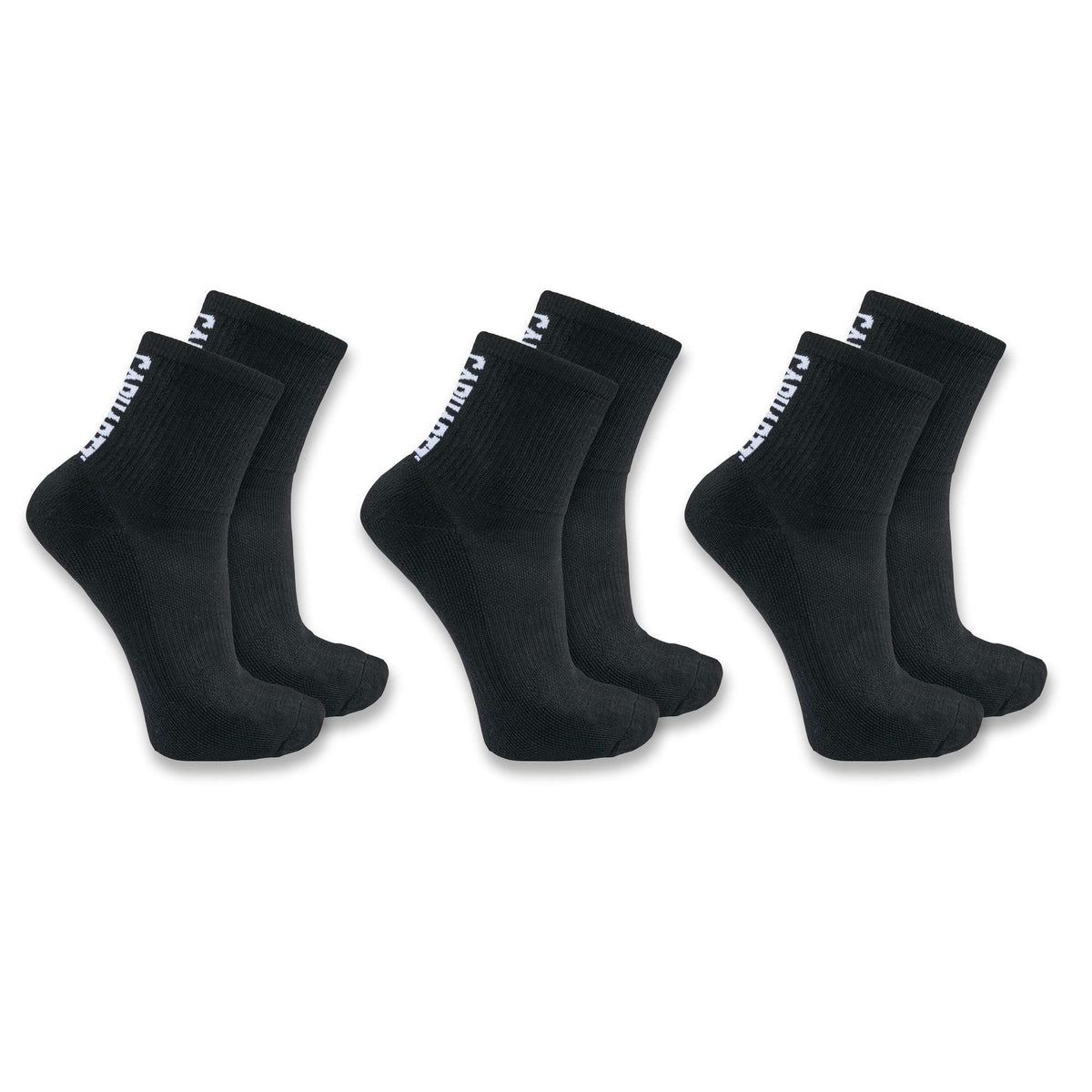 Carhartt Force Midweight Logo Short Crew Sock 3 Pack - Black