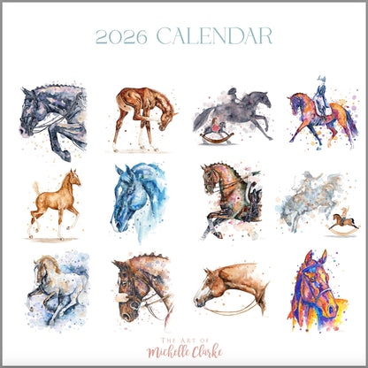 Michelle Clarke 2026 &quot;Horses In Watercolour&quot; Calendar