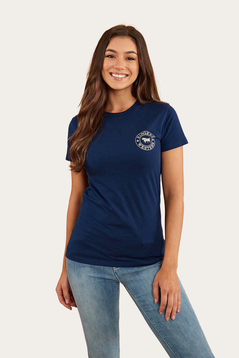 Ringers Western 
Signature Bull Women Classic Fit T-Shirt - Navy/Silver