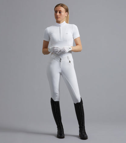 Description:Sophia Ladies Full Seat High Waist Riding Breeches_Colour:White_Position:1