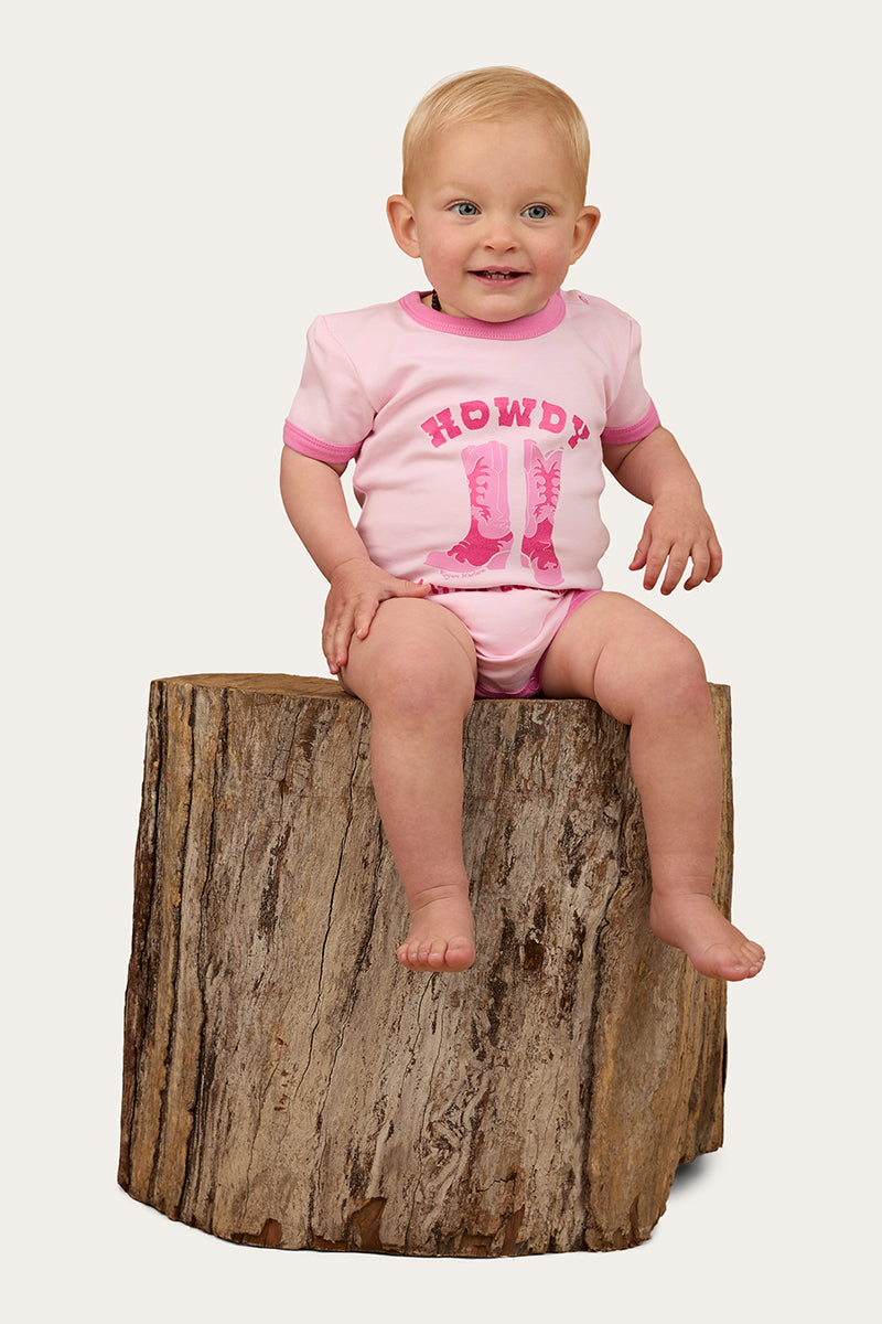 Ringers Western Howdy Cowgirl Babies Short Sleeve Romper