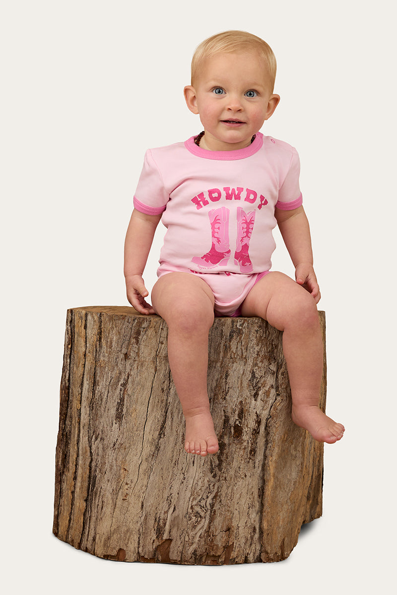Ringers Western Howdy Cowgirl Babies Short Sleeve Romper