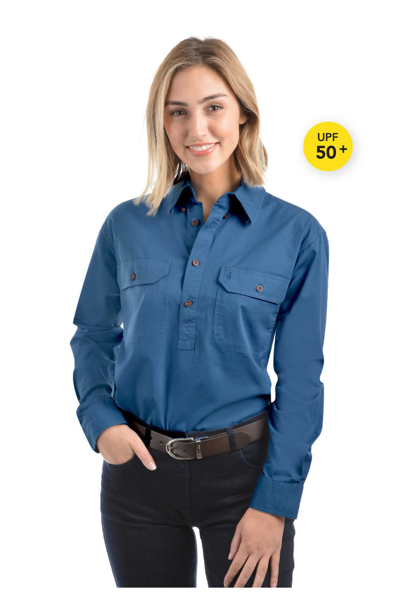 Thomas Cook Light Drill Shirt Half Placket - Wedgewood