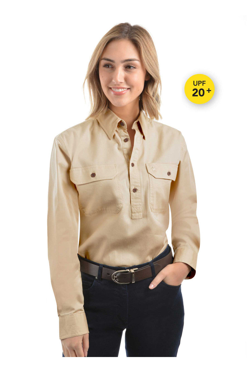 Thomas Cook Light Drill Shirt Half Placket - Bone