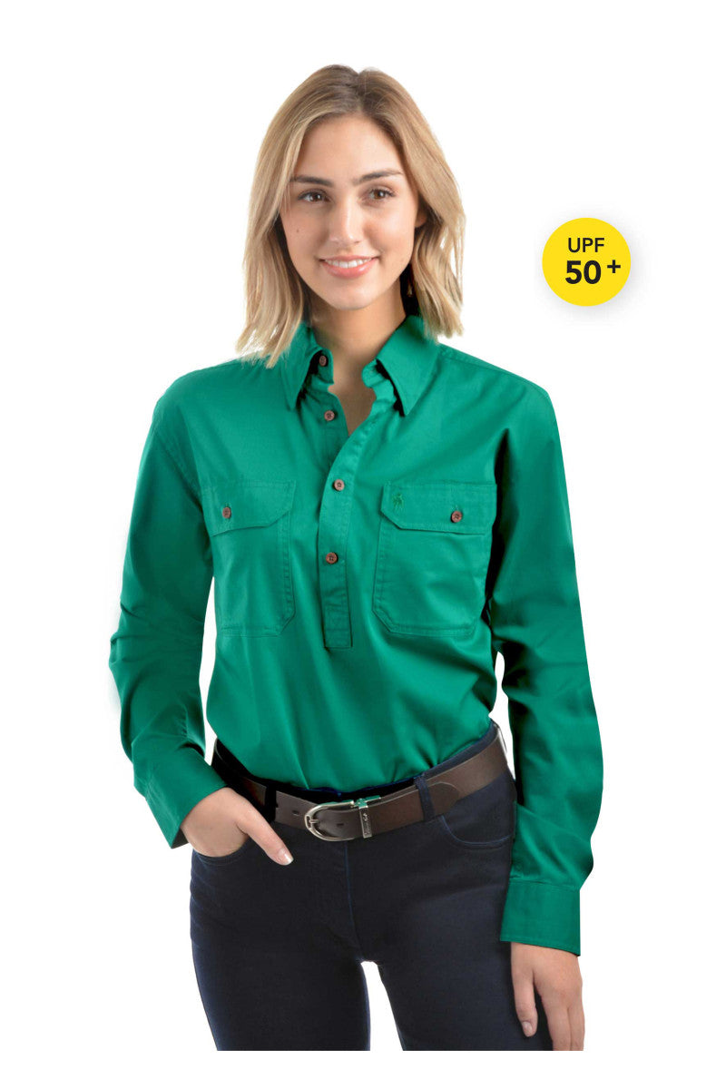 Thomas Cook Light Drill Shirt Half Placket - Bright Green