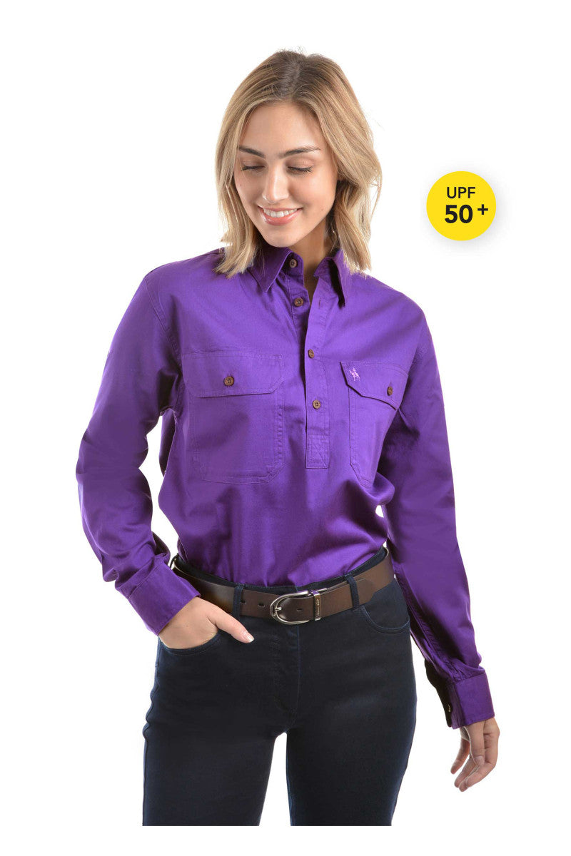 Thomas Cook Light Drill Shirt Half Placket - Purple