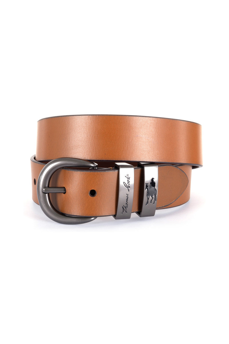 Thomas Cook Gunmetal Twin Keeper Belt - Tan