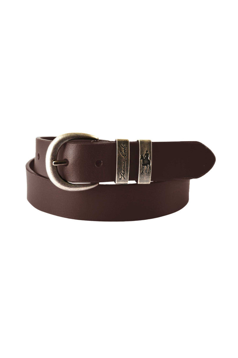 Thomas Cook Narrow Silver Twin Keeper Belt - Chocolate