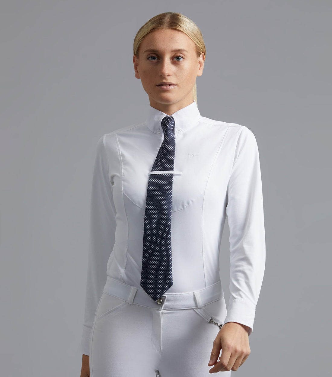 Description:Tessa Ladies Long Sleeve Tie Shirt_Colour:White_Position:1