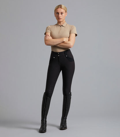 Description:Torino Ladies Full Seat Gel Riding Breeches_Colour:Black_Position:1