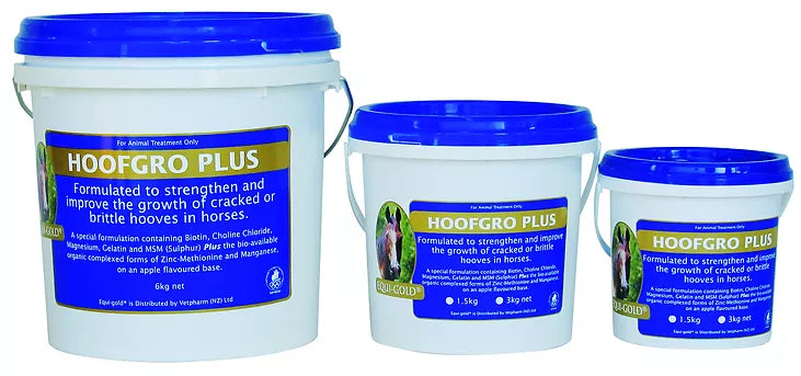 Equi-Gold Hoof Gro Plus hoof supplement tubs