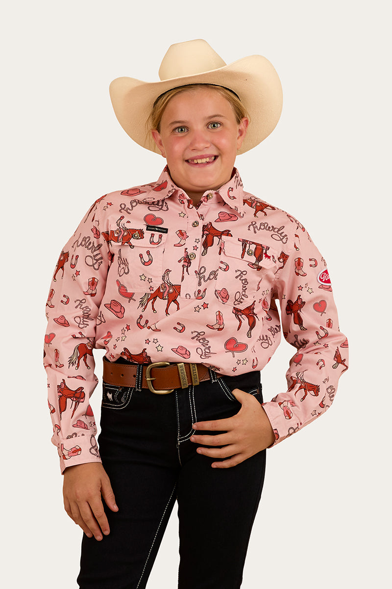 Ringers Western Mini Cowgirl Kids Half Button Work Shirt