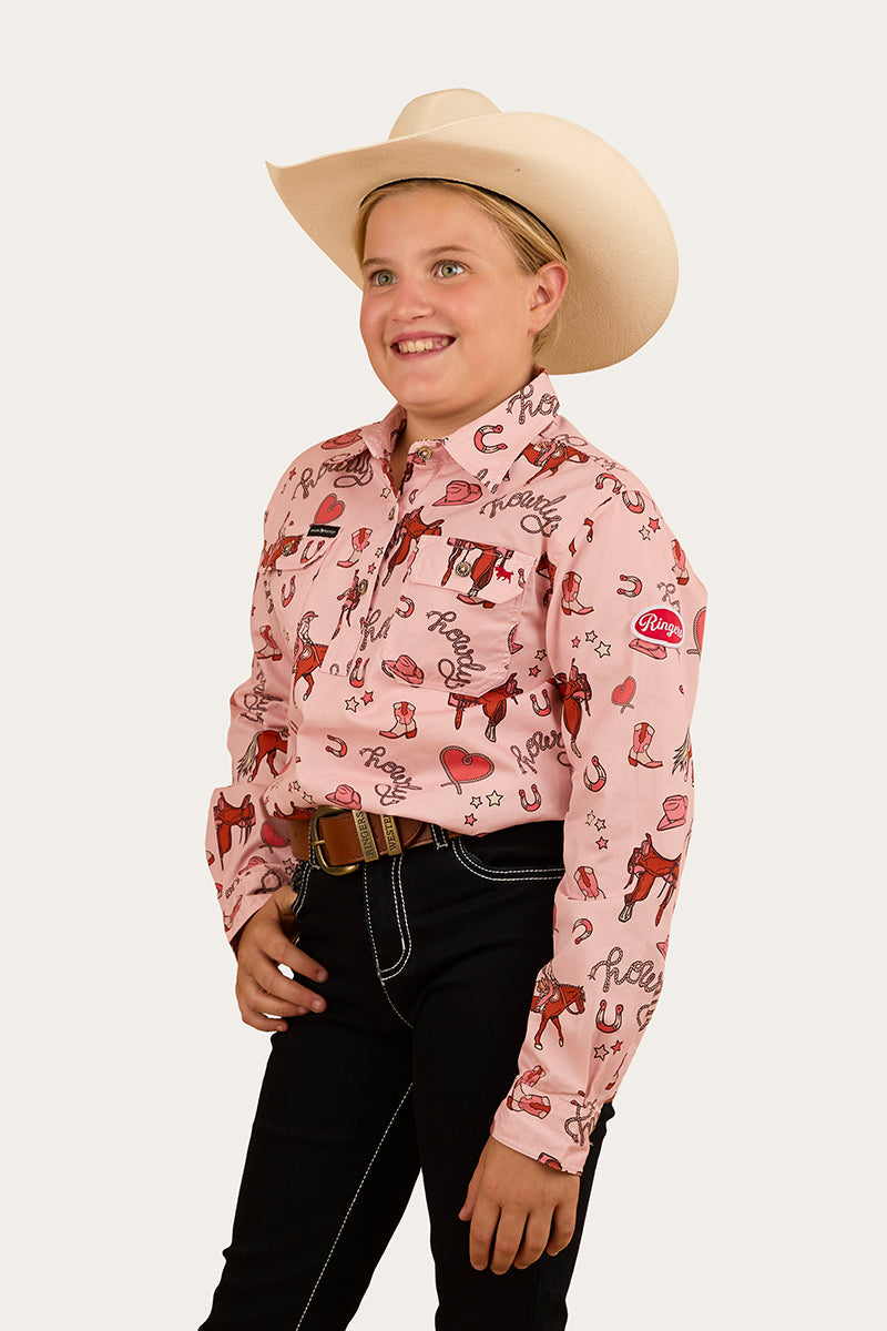 Ringers Western Mini Cowgirl Kids Half Button Work Shirt