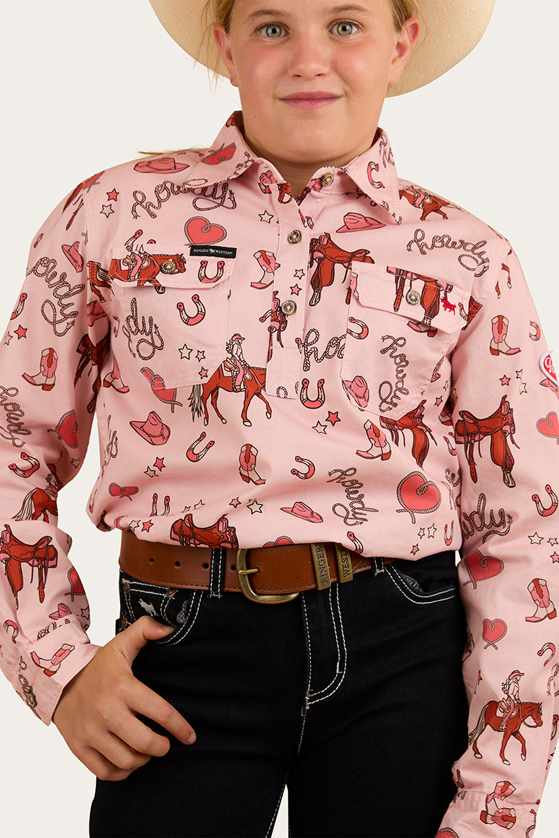 Ringers Western Mini Cowgirl Kids Half Button Work Shirt