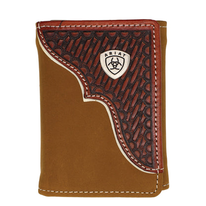 Ariat Tri-Fold Wallet - Basket Weave - Tan