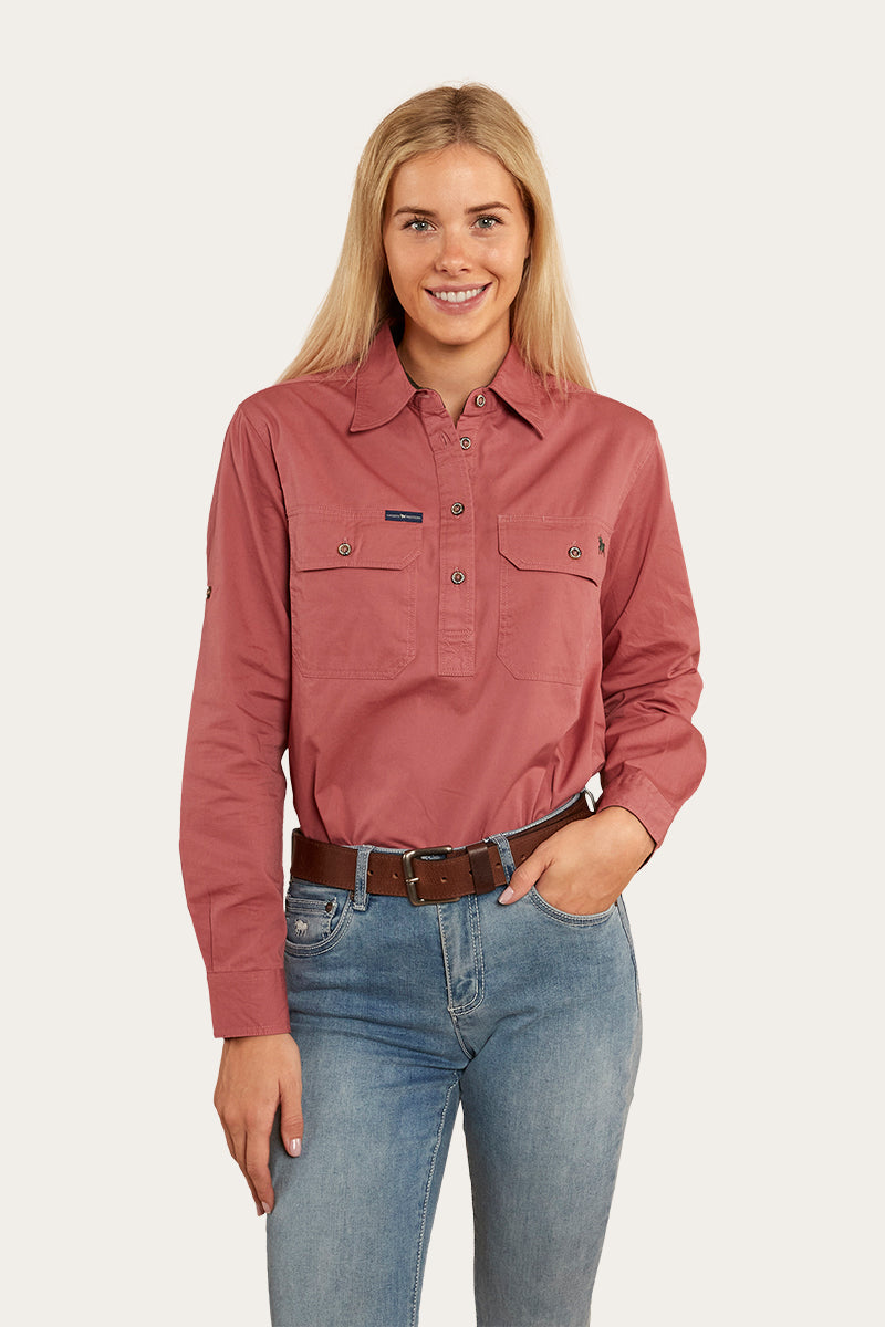 Ringers Western 
Pentecost River Womens Half Button Work Shirt - Dusty Rose